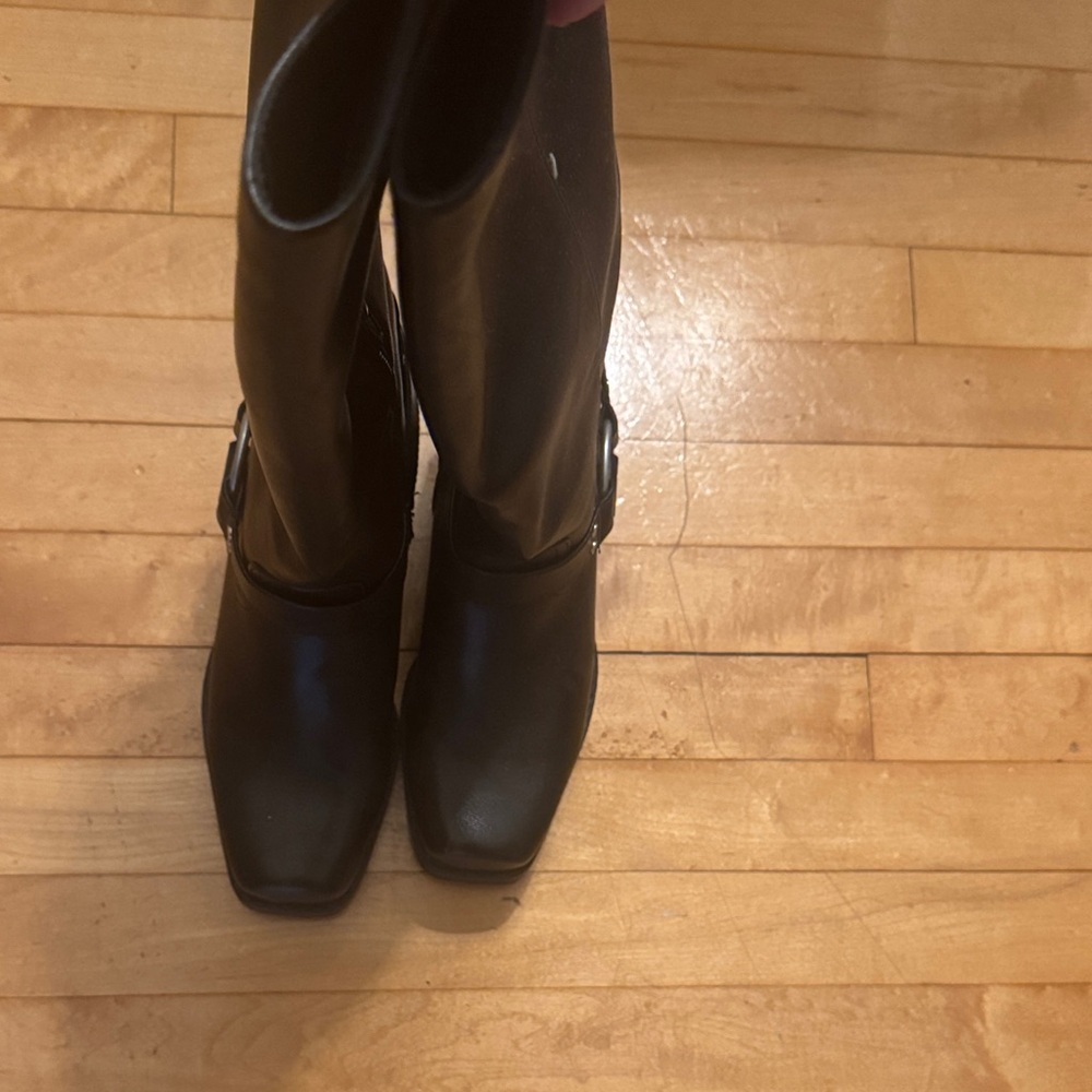 Universal Thread Black Mid-Calf Heeled Riding Boots - Picture 3 of 5
